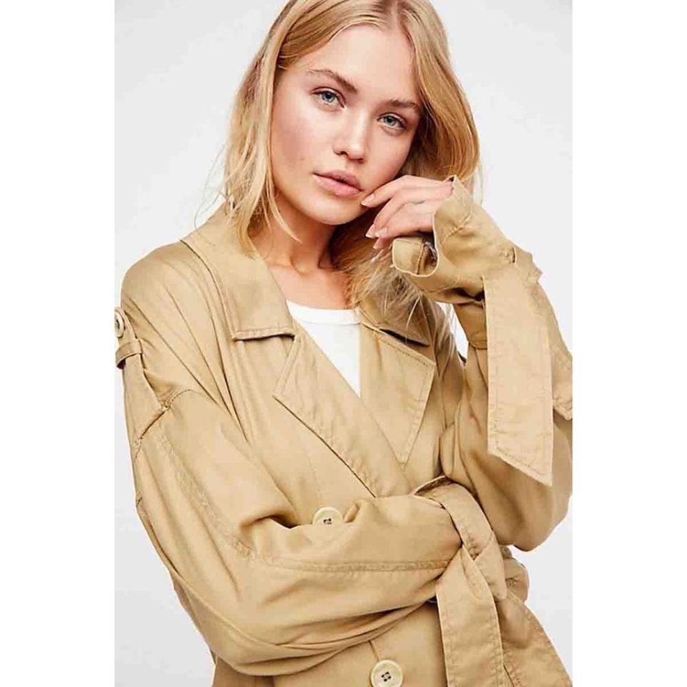 Free People Tied Up Trench XS BNWOT Camel - Picture 3 of 8